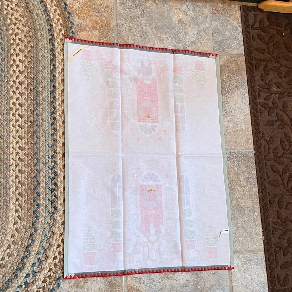 Anthropologie Dog Carolers Dish Towel NEW
